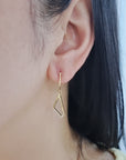 Geometric Pattern Diamond Earrings In 18k Yellow Gold.