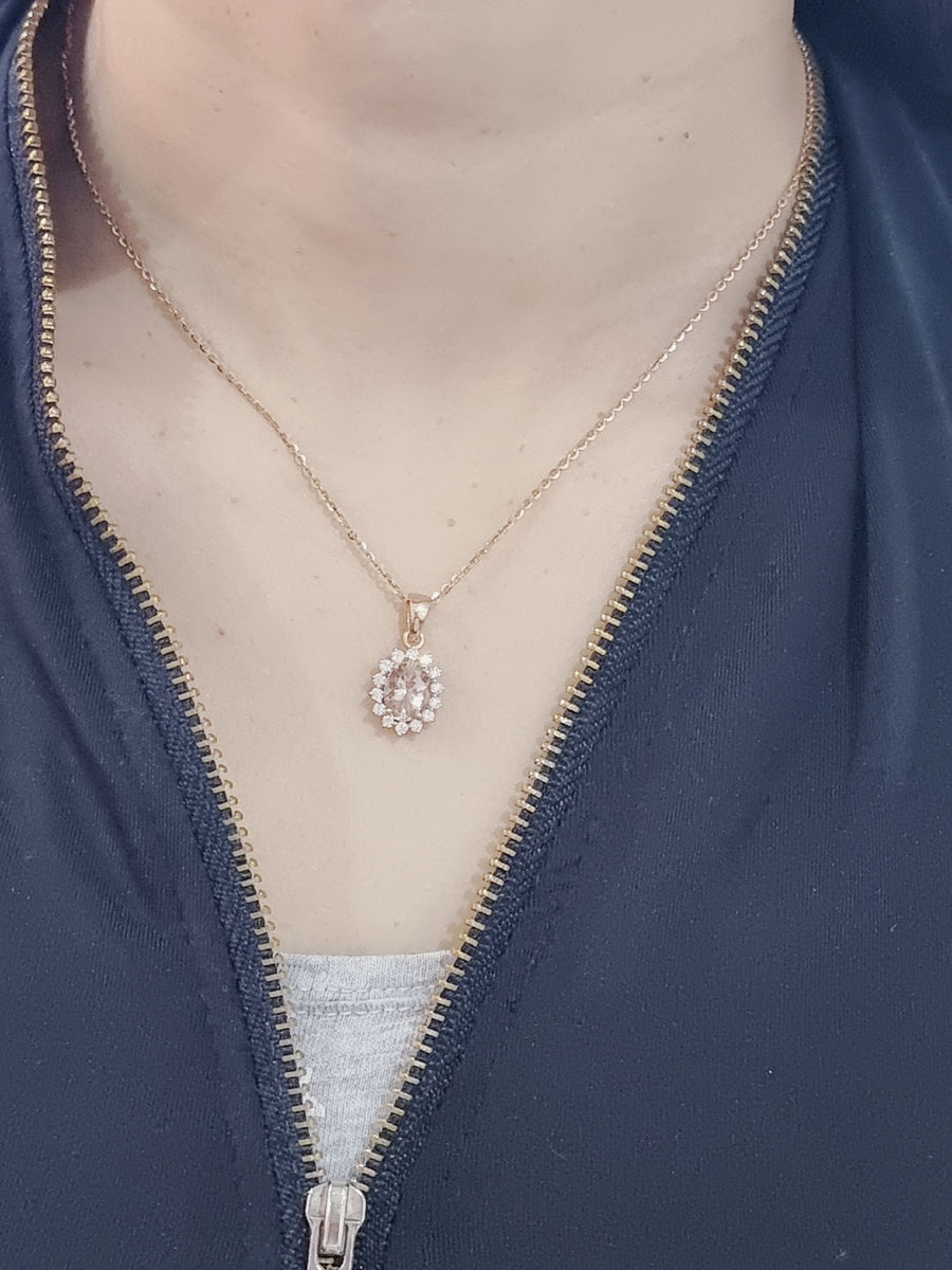 Morganite And Diamond Pendant In 18k Rose Gold.