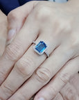 Blue Topaz And Diamond Ring In 18k White Gold.
