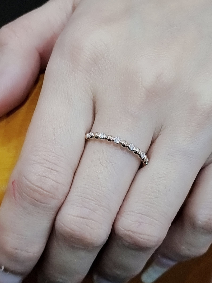 Half Eternity Diamond Ring In 18k Rose Gold.