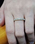 Half Eternity Turquoise And Diamond Ring/ Wedding Ring/Stack Ring In 18k Yellow Gold.