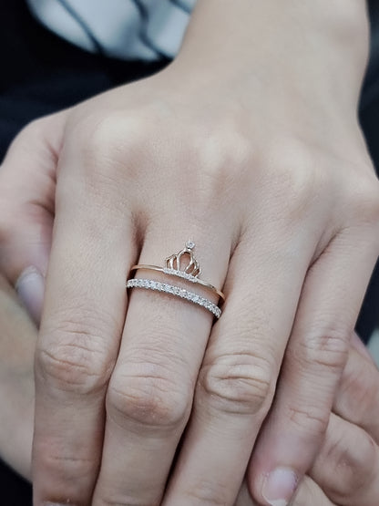 Princess Crown Design Diamond Ring In 18k Rose Gold.
