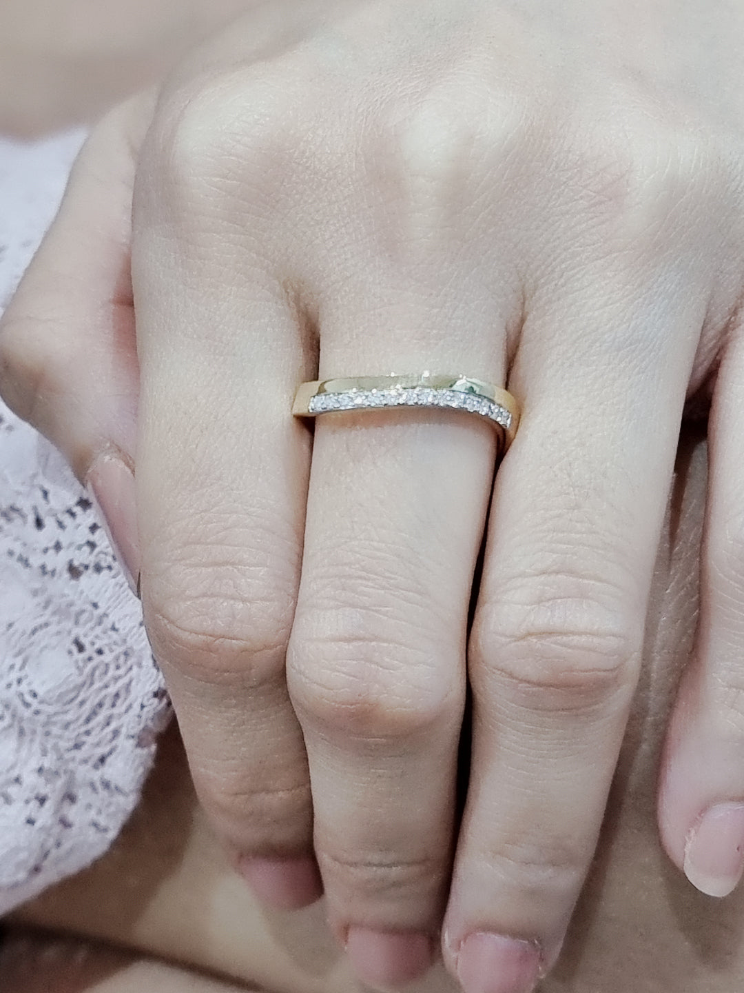 Half Eternity Diamond Ring In 18k Yellow Gold.