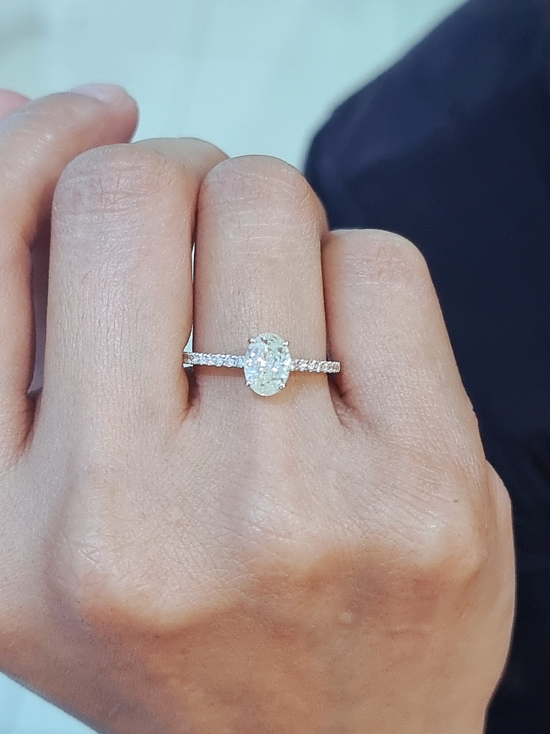 Solitaire Oval Diamond Engagement Ring In 18k Yellow Gold.