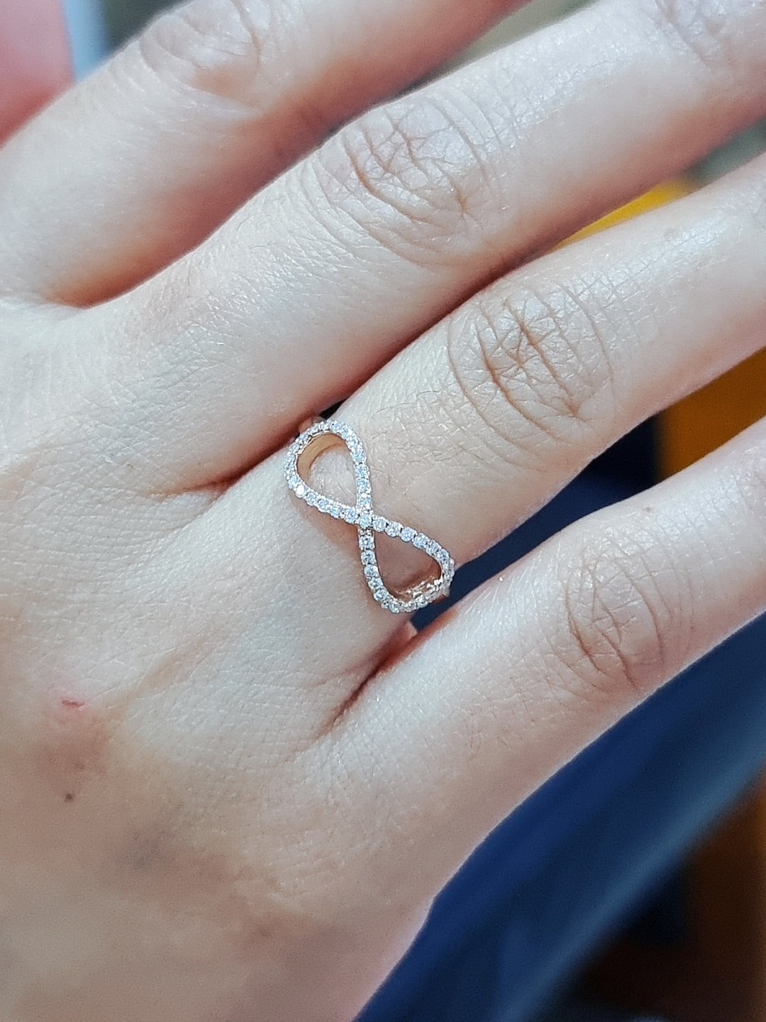 Infinity Symbol Diamond Ring In 18k Rose Gold.