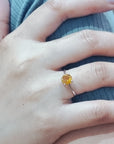 Solitaire Citrine Ring In 18k White Gold.