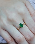 May Birthstone, Solitaire Emerald Ring In 18k Yellow Gold.