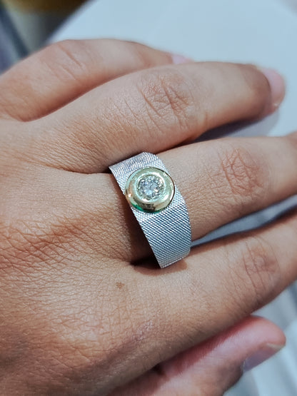 Men's Solitaire Diamond Ring In 18k Gold.