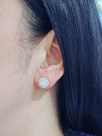 Multiple Halo Diamond Stud Earrings In 18k Rose Gold.