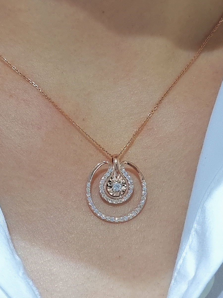 Diamond Pendant In 18k Rose Gold.