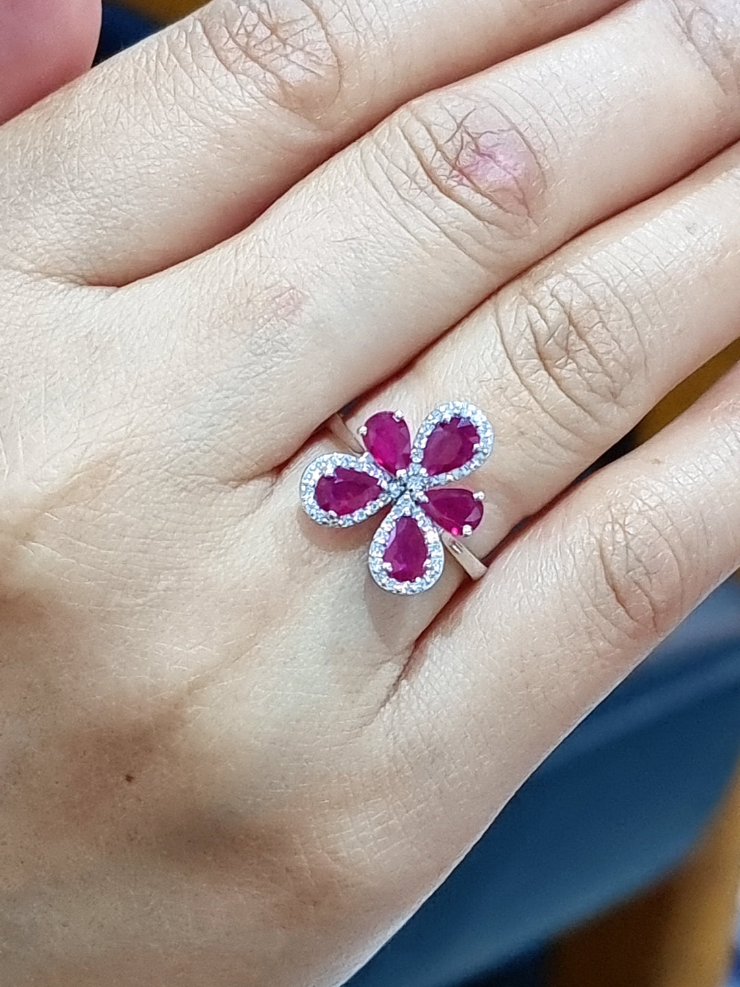 July Birthstone, Ruby And Diamond Ring In 18k White Gold.