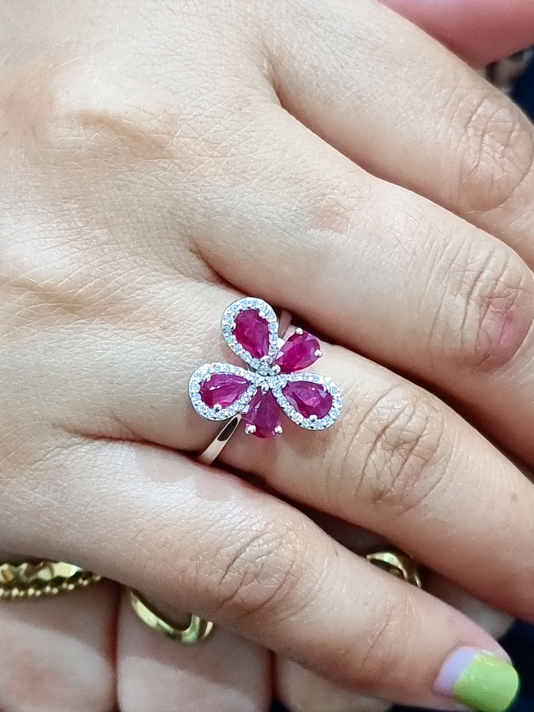 July Birthstone, Ruby And Diamond Ring In 18k White Gold.