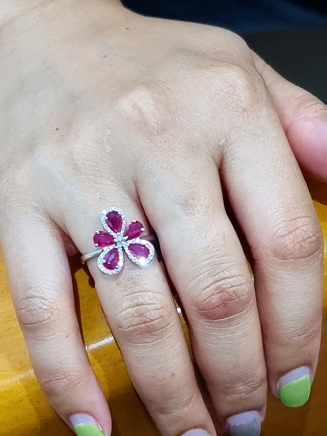 July Birthstone, Ruby And Diamond Ring In 18k White Gold.