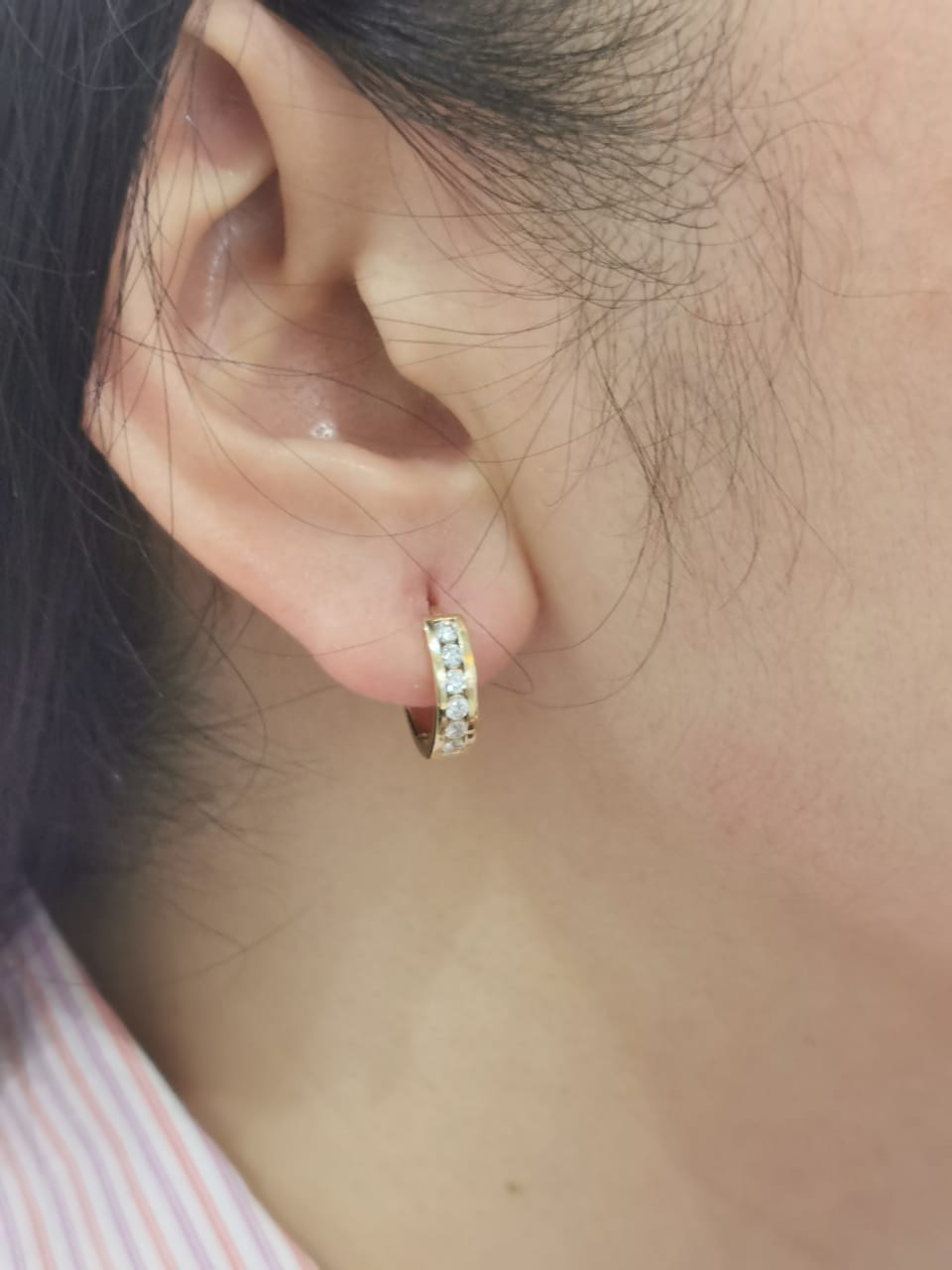 Channel Set Diamond Clip Earring Crafted In 18K Rose Gold
