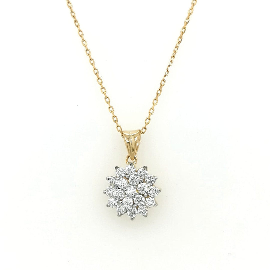 Flower Shape Diamond Pendant Crafted In 18K Yellow Gold