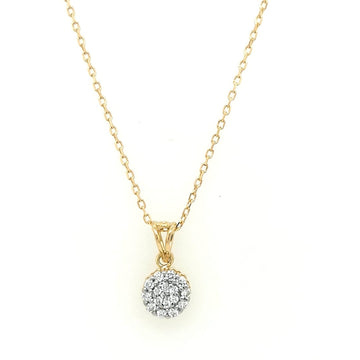 Halo Cluster Diamond Pendant Crafted In 18K Yellow Gold
