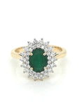 Oval Shape Emerald Diamond Ring Crafted In 18K Yellow gold