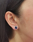 Prong Setting Oval Blue Sapphire Stud Earrings Crafted In 18K White Gold