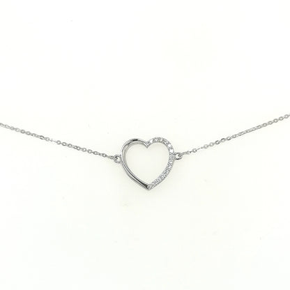 Diamond Heart Bracelet In 18k White Gold.