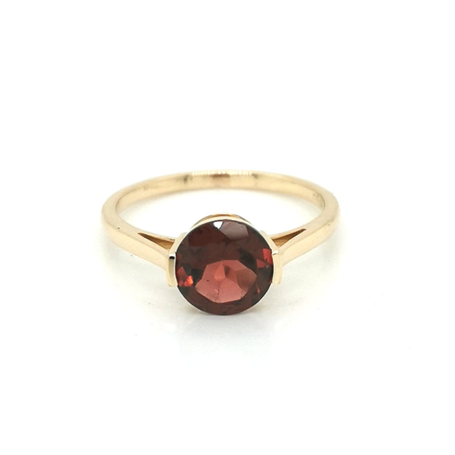 Solitaire Garnet Ring Crafted In 18K Yellow Gold