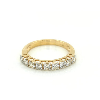 Prong Set Half Eternity Diamond Ring Crafted In 18K Yellow Gold
