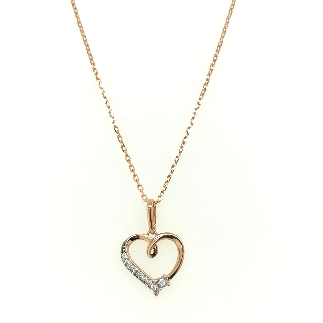 Heart Pendant With Diamonds In 18K Rose Gold