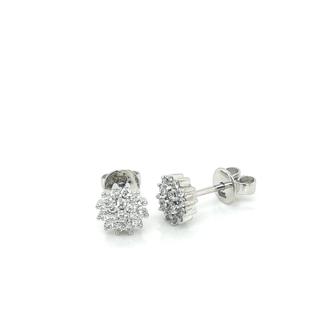 Cluster Set Diamond Earrings in 18k White Gold
