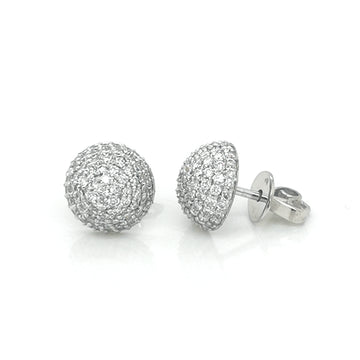Chic Dome, Bombe Diamond Stud Earrings In 18k White Gold.