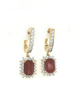 Ruby And Diamond Dangle Earrings In 18k Yellow Gold.
