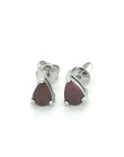 Pear, Drop Shape Solitaire Ruby Stud Earrings In 18k White Gold.