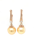 Pearl And Diamond Earrings In 18k Rose Gold.