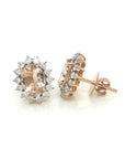 Morganite And Diamond Stud Earrings In 18k Rose Gold.