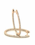 Diamond Oval Hoop Earrings In 18k Rose Gold.
