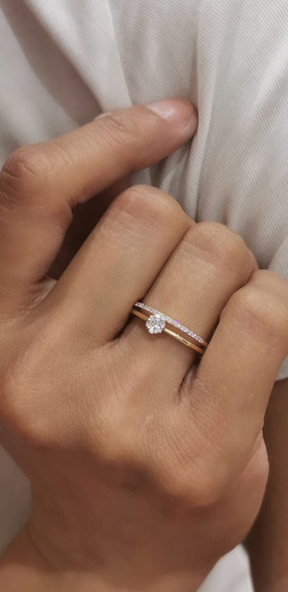 Cluster Diamond Engagement Ring Crafted In 18K Yellow Gold