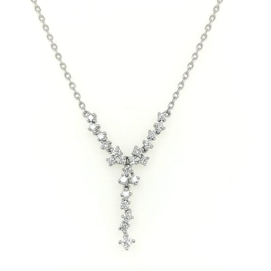 Cluster Diamond Necklace Crafted In 18k White Gold