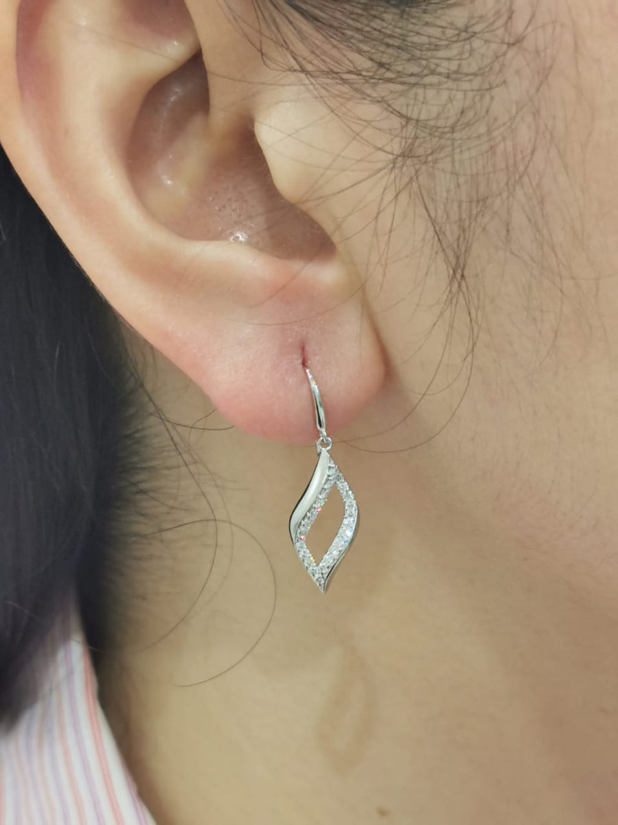 Dangling Diamond Earrings Crafted In 18K White Gold