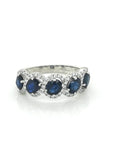 Blue Sapphire Diamond Ring Crafted In 18K White Gold