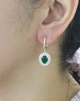 Dangling Emerald And Diamond Earring Crafted In 18K Yellow Gold