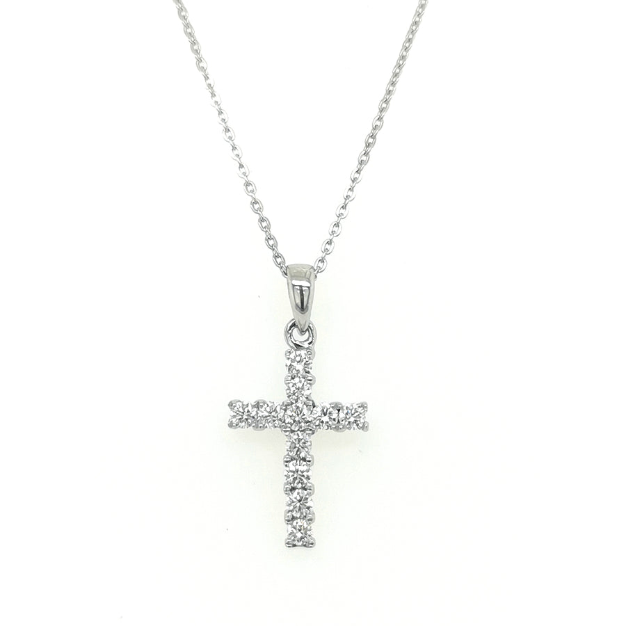 Diamond Cross In 18k White Gold
