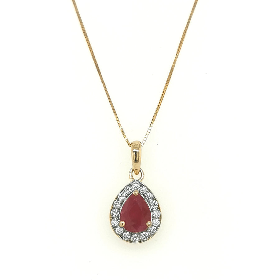 Ruby And Diamond Pendant In 18k Yellow Gold.