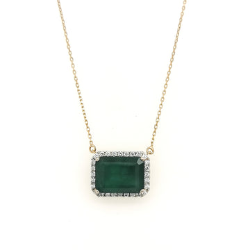 Emerald And Diamond Pendant In 18k Yellow Gold.