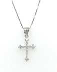 Diamond Cross Pendant In 18k White Gold.