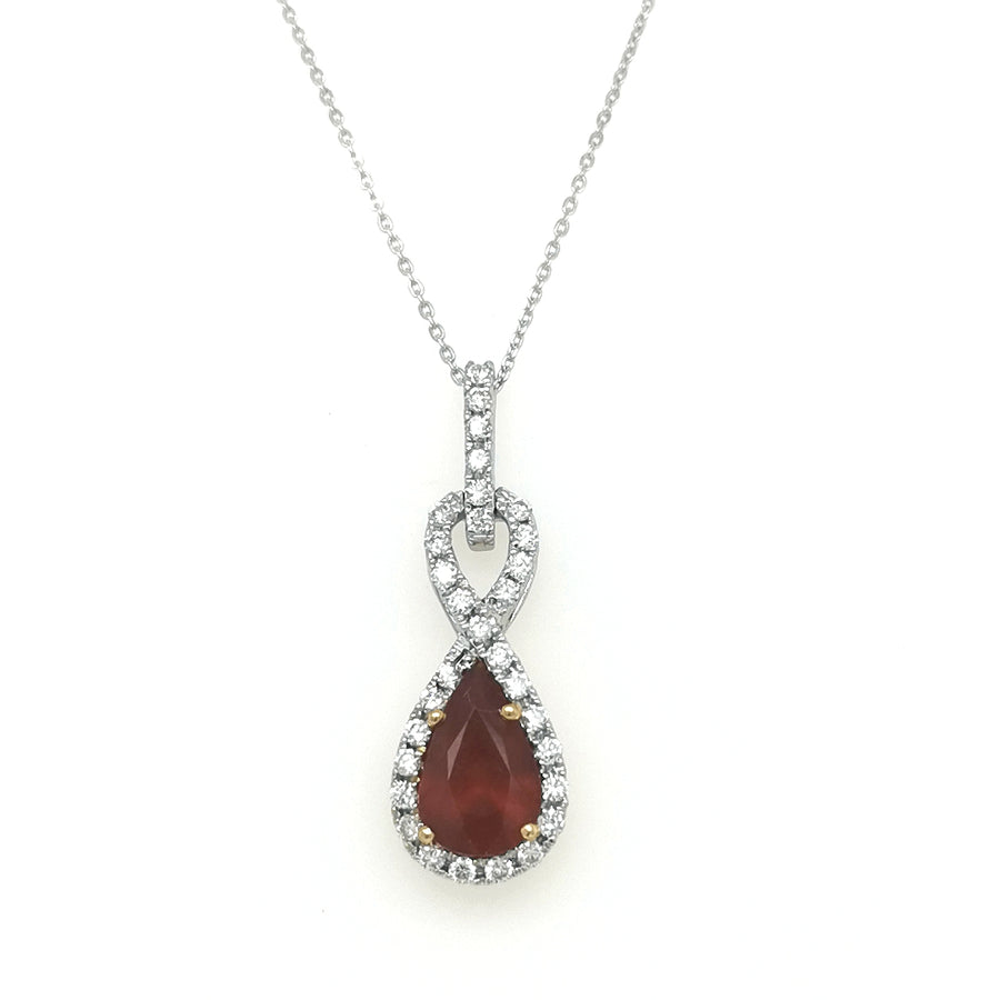 Ruby And Diamond Pendant In 18k White Gold.