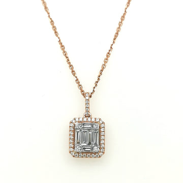 Halo Diamond Pendant In 18k Rose Gold
