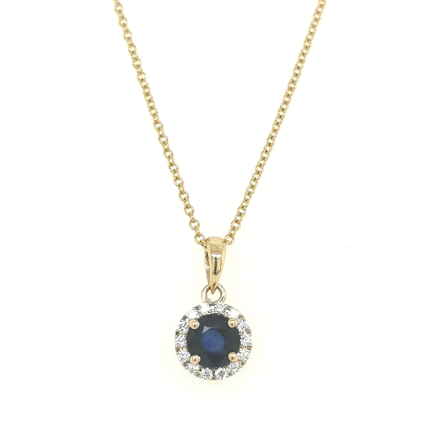 Sapphire And Diamond Pendant In 18k Yellow Gold