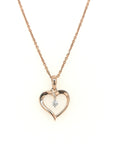 Solitaire Diamond, 18k Rose Gold Heart Pendant.