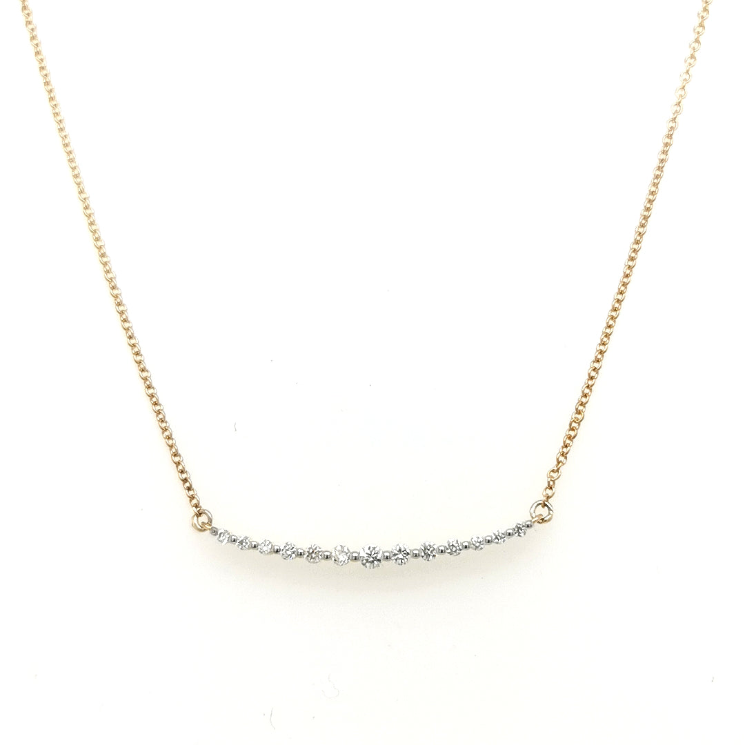 Petite Diamond Necklace In 18k Rose Gold.