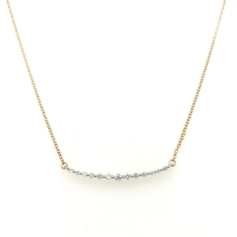 Petite Diamond Necklace In 18k Rose Gold.