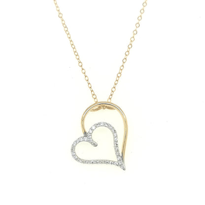 Interlocked Diamond Heart Pendant With Chain In 18k Yellow Gold.