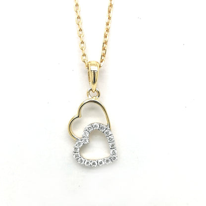Linked Hearts Diamond Pendant In 18k Yellow Gold.